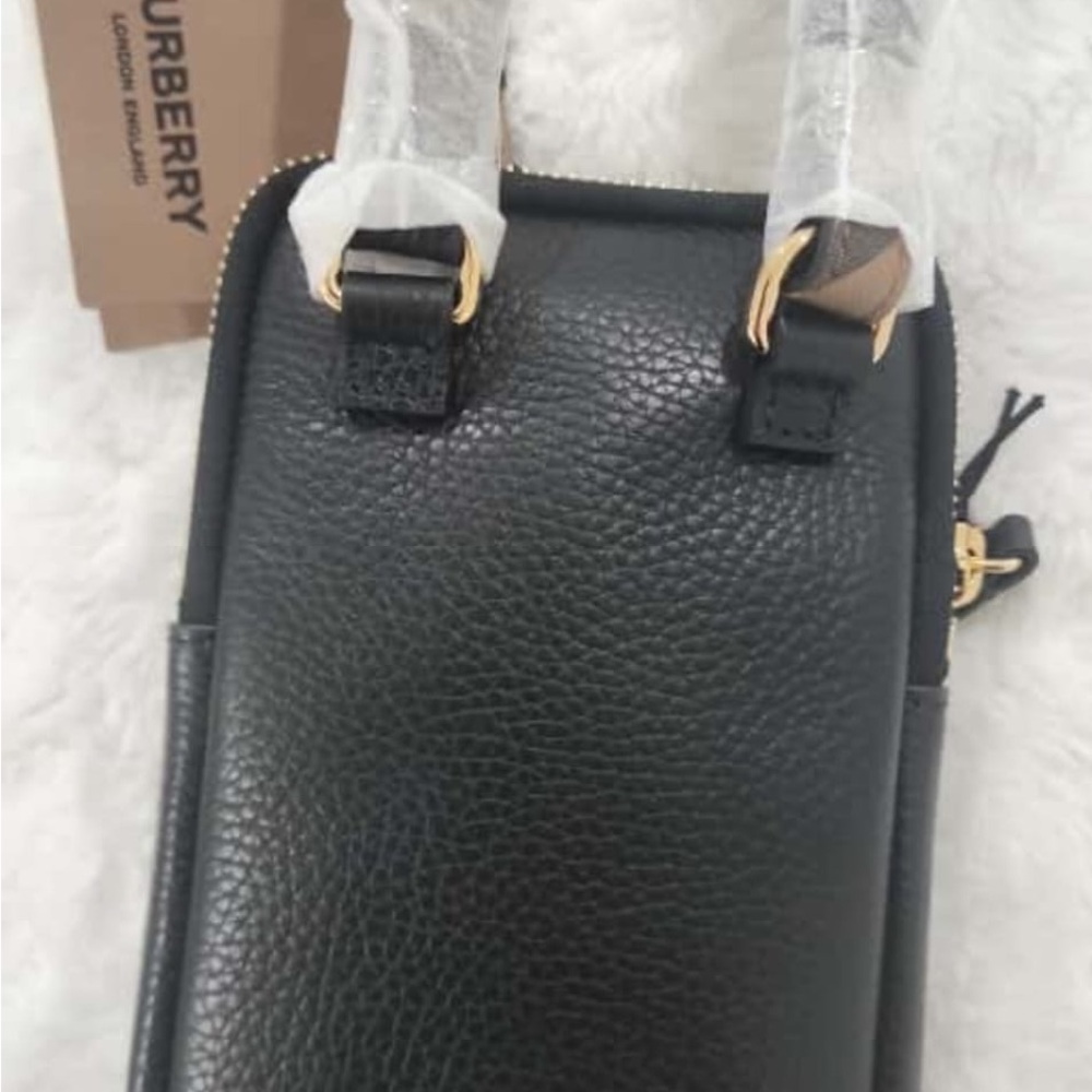 Burberry Black Crossbody Bag with Pebbled Leather Finish